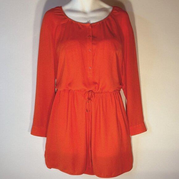 Gap SZ XL Red Orange Peasant Dress Career Preppy Classic Wardrobe Staple Casual - Picture 2 of 8
